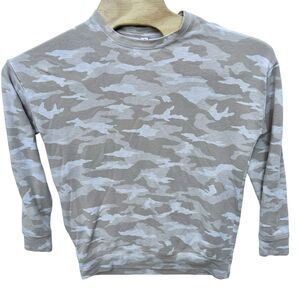 Athleta Sweatshirt Womens Small Crew Neck Camo Pullover Beige Long‎ Sleeve